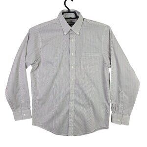 Mens Kenneth Cole Reaction White Red Black Striped Shirt Button Up Long Sleeve M